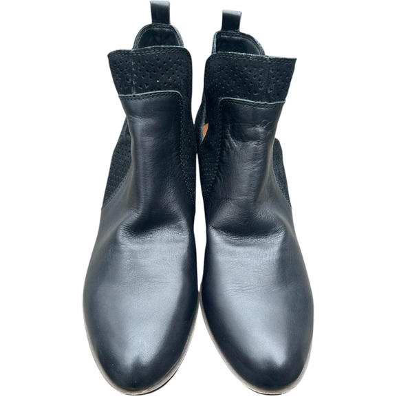 Lucky Brand Belgon Ankle Boots 11 Black Leather Suede Cutouts Pull On - Picture 5 of 14